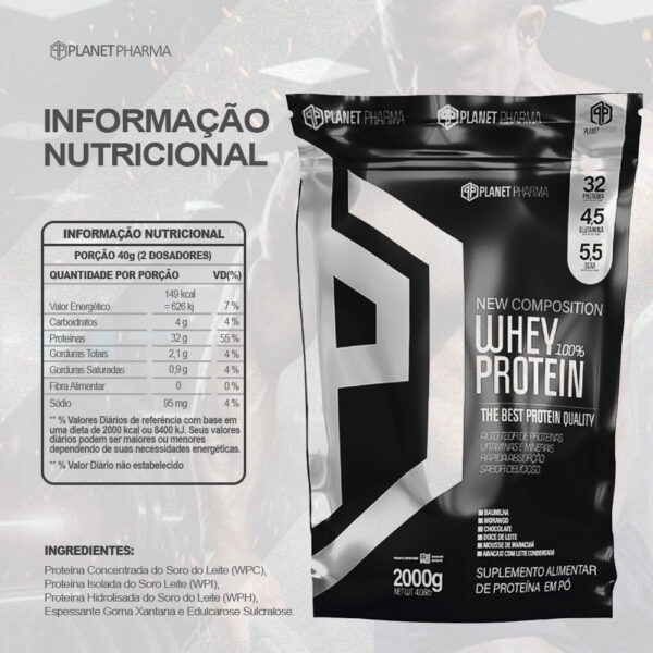 100% WHEY PROTEIN (2KG) - PLANET PHARMA - Imagem 3