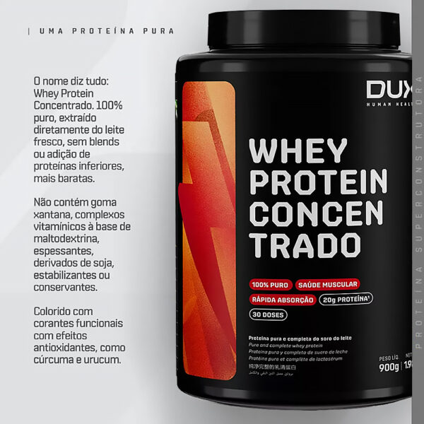 WHEY PROTEIN CONCENTRADO (900G) - DUX NUTRITION - Imagem 2