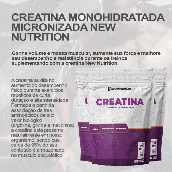 CREATINA MONOHIDRATADA (1KG) - NEW NUTRITION - Imagem 2